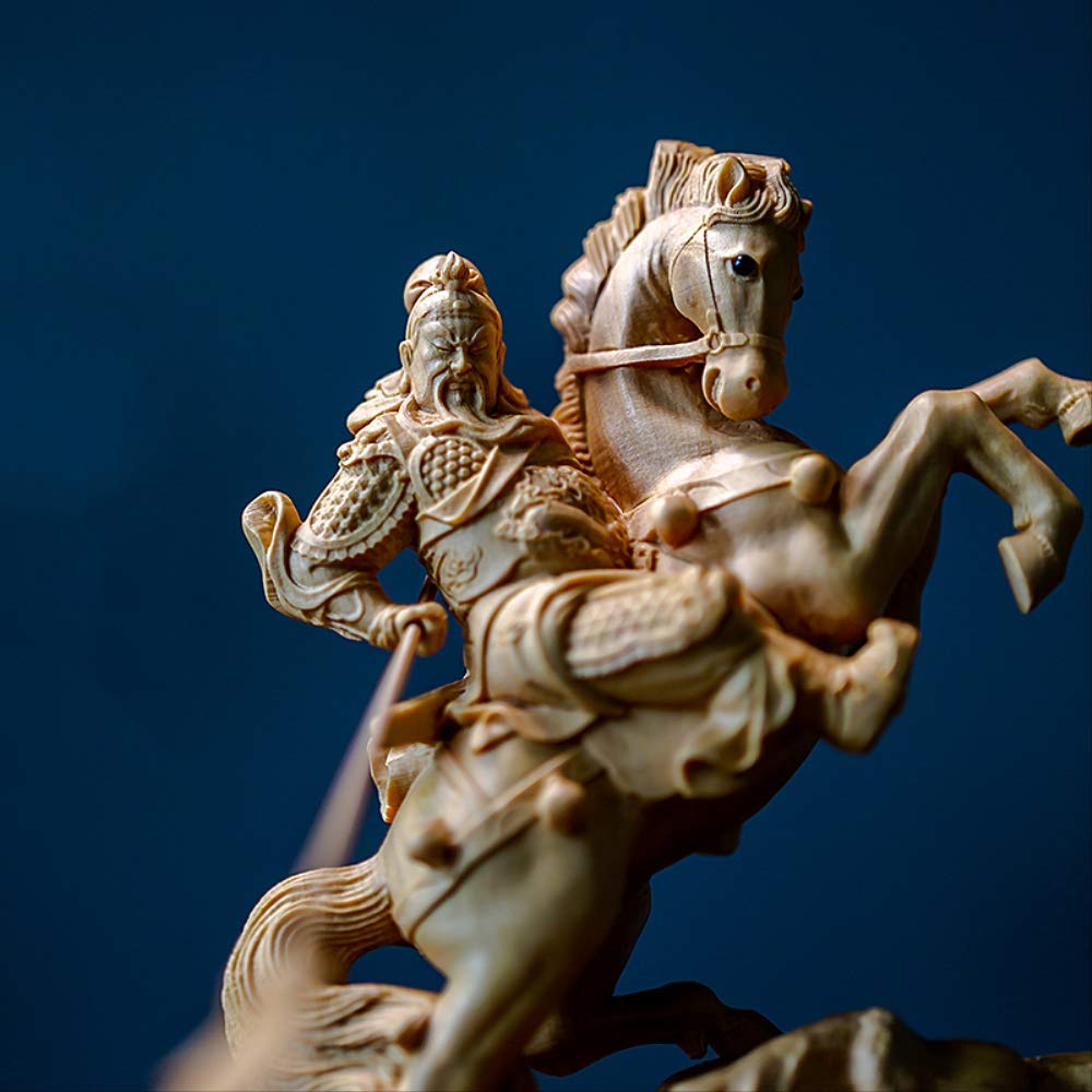 【 木彫面関羽 】　古玩骨董　27ｃｍ Amazon.co.jp: 14cm関羽彫刻木像乗馬馬関羽風水家の装飾 : ホーム